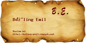 Báling Emil névjegykártya